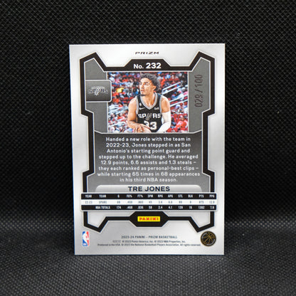 2023-24 Panini Prizm - Tre Jones Red Fast Break Prizm /100