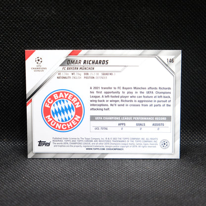 2021-22 Omar Richards Topps Chrome UEFA UCL RC #146 Gold Lava RC