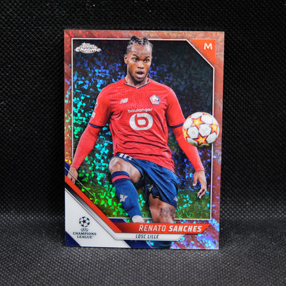 2021-22 Renato Sanches Topps Chrome UEFA UCL #124 Rose Gold Mini Diamond /125