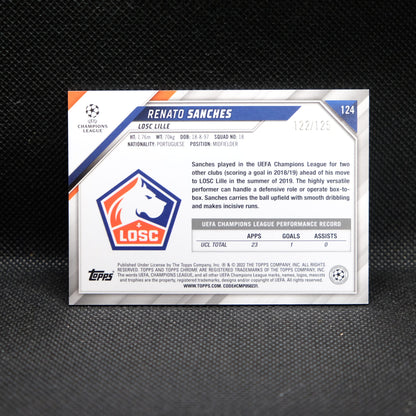 2021-22 Renato Sanches Topps Chrome UEFA UCL #124 Rose Gold Mini Diamond /125