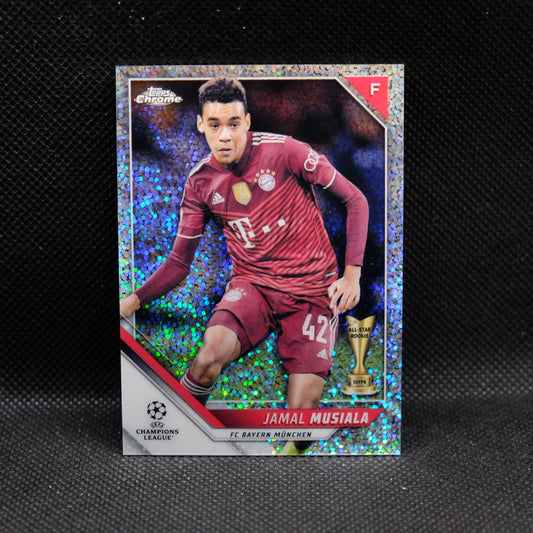2021-22 Jamal Musiala Topps Chrome UEFA UCL #69 Speckle Refractor