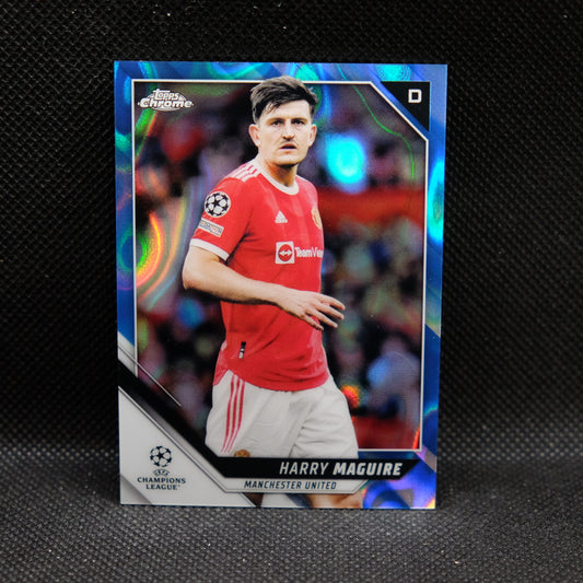 2021-22 Harry Maguire Topps Chrome UEFA UCL #32 Blue Lava