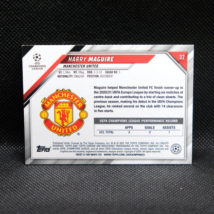 2021-22 Harry Maguire Topps Chrome UEFA UCL #32 Blue Lava