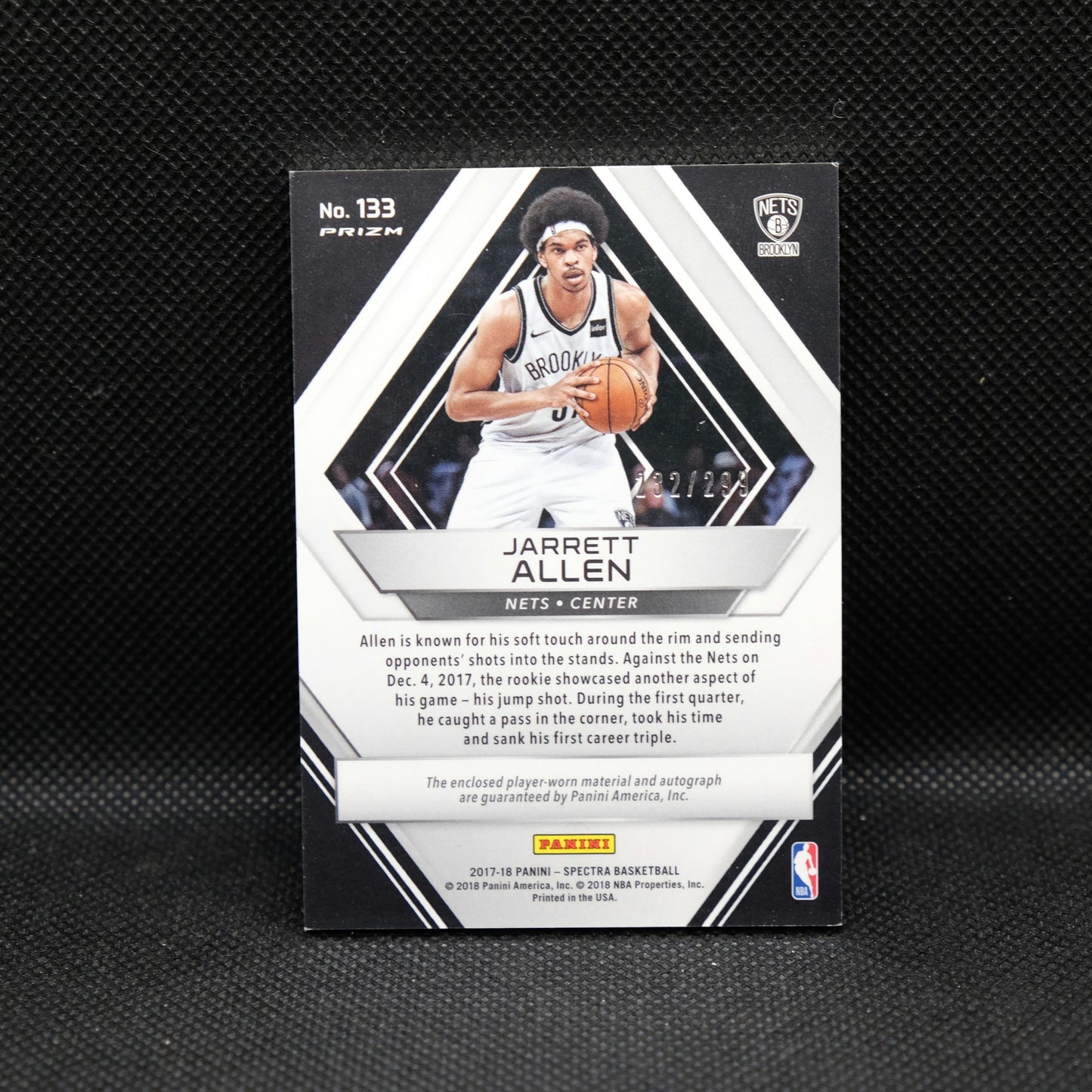 2017-18 Jarrett Allen Spectra Rookie Patch Auto RPA /299