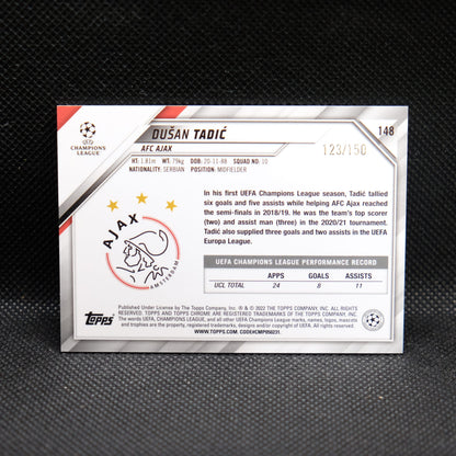 2021-22 Dusan Tadic Topps Chrome UEFA UCL #148 Blue Refractor /150