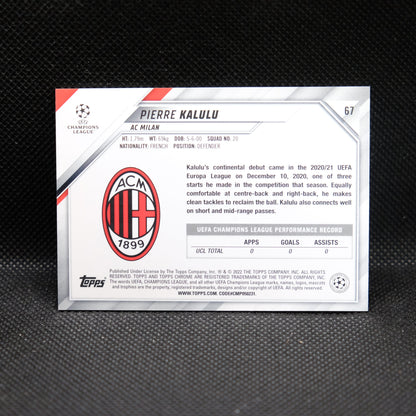2021-22 Pierre Kalulu Topps Chrome UEFA UCL #67 Speckle Refractor