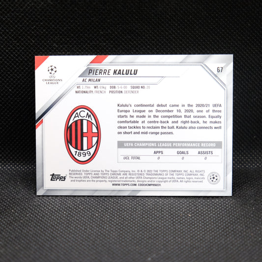 2021-22 Pierre Kalulu Topps Chrome UEFA UCL #67 Speckle Refractor