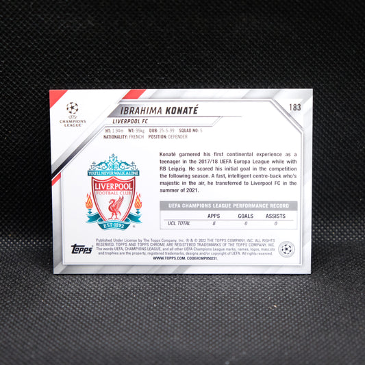 2021-22 Ibrahima Konate Topps Chrome UEFA UCL #183 Speckle Refractor