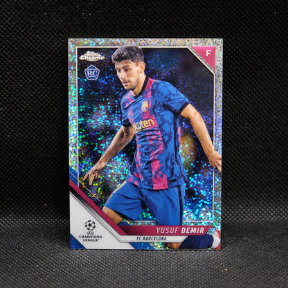 2021-22 Yusuf Demir Topps Chrome UEFA UCL #62 Speckle Refractor RC