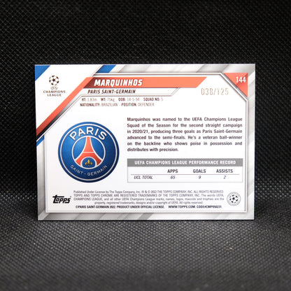 2021-22 Marquinhos Topps Chrome UEFA UCL #144 /125 Rose Gold