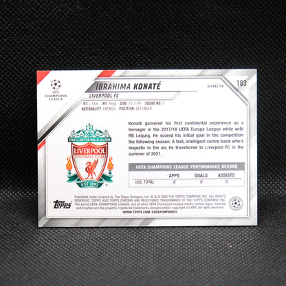 2021-22 Ibrahima Konate Topps Chrome UEFA UCL #183 Silver Refractor