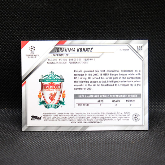 2021-22 Ibrahima Konate Topps Chrome UEFA UCL #183 Silver Refractor