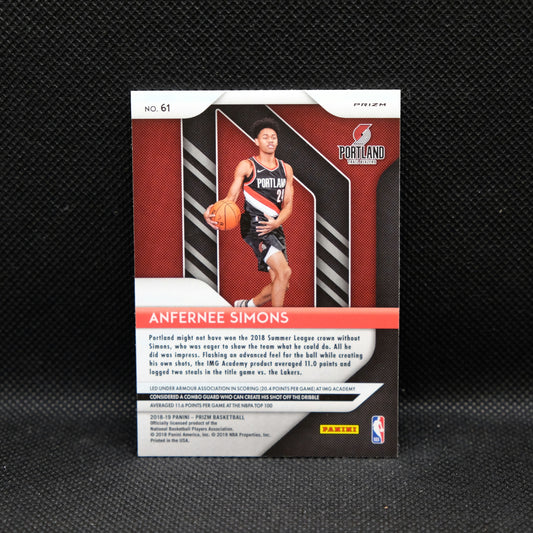 2018-19 Anfernee Simons Prizm - Red Wave Prizm RC #61