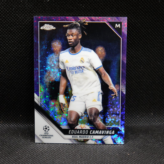 2021-22 Eduardo Camvinga Topps Chrome UEFA UCL #115 Purple Mini Diamond /250