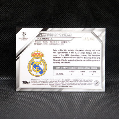 2021-22 Eduardo Camvinga Topps Chrome UEFA UCL #115 Purple Mini Diamond /250