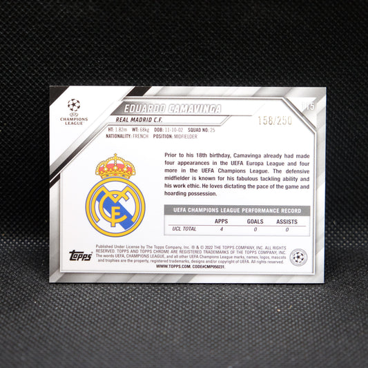 2021-22 Eduardo Camvinga Topps Chrome UEFA UCL #115 Purple Mini Diamond /250