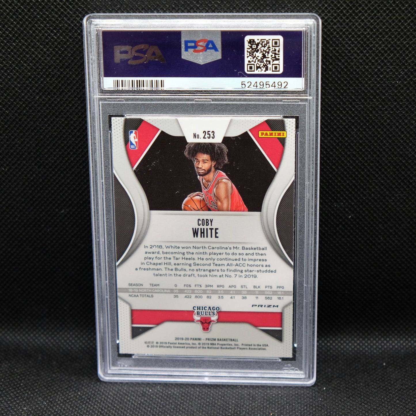 2019-20 Coby White Prizm #253 Variation Fast Break Prizm PSA 9 MINT
