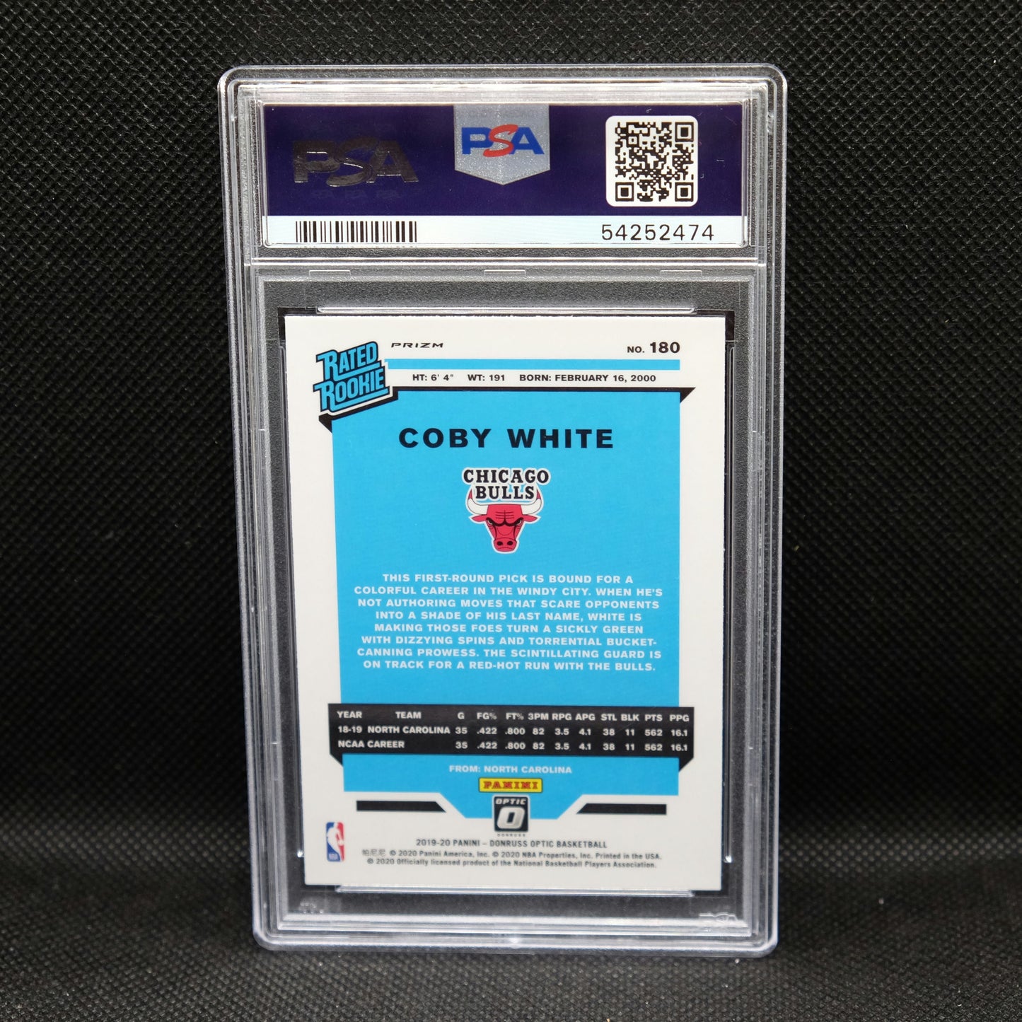 2019-20 Coby White Donruss Optic Rated Rookie Silver RC PSA 9 MINT