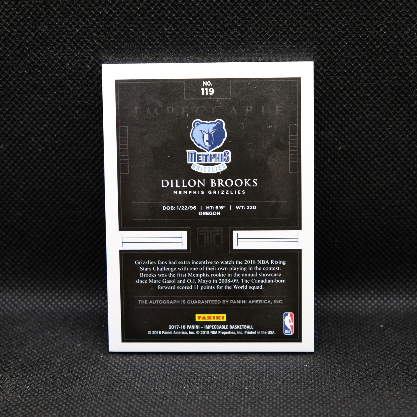 2017-18 Dillon Brooks Impeccable Rookie Signature 20/99