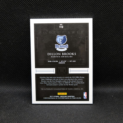 2017-18 Dillon Brooks Impeccable Rookie Signature 20/99
