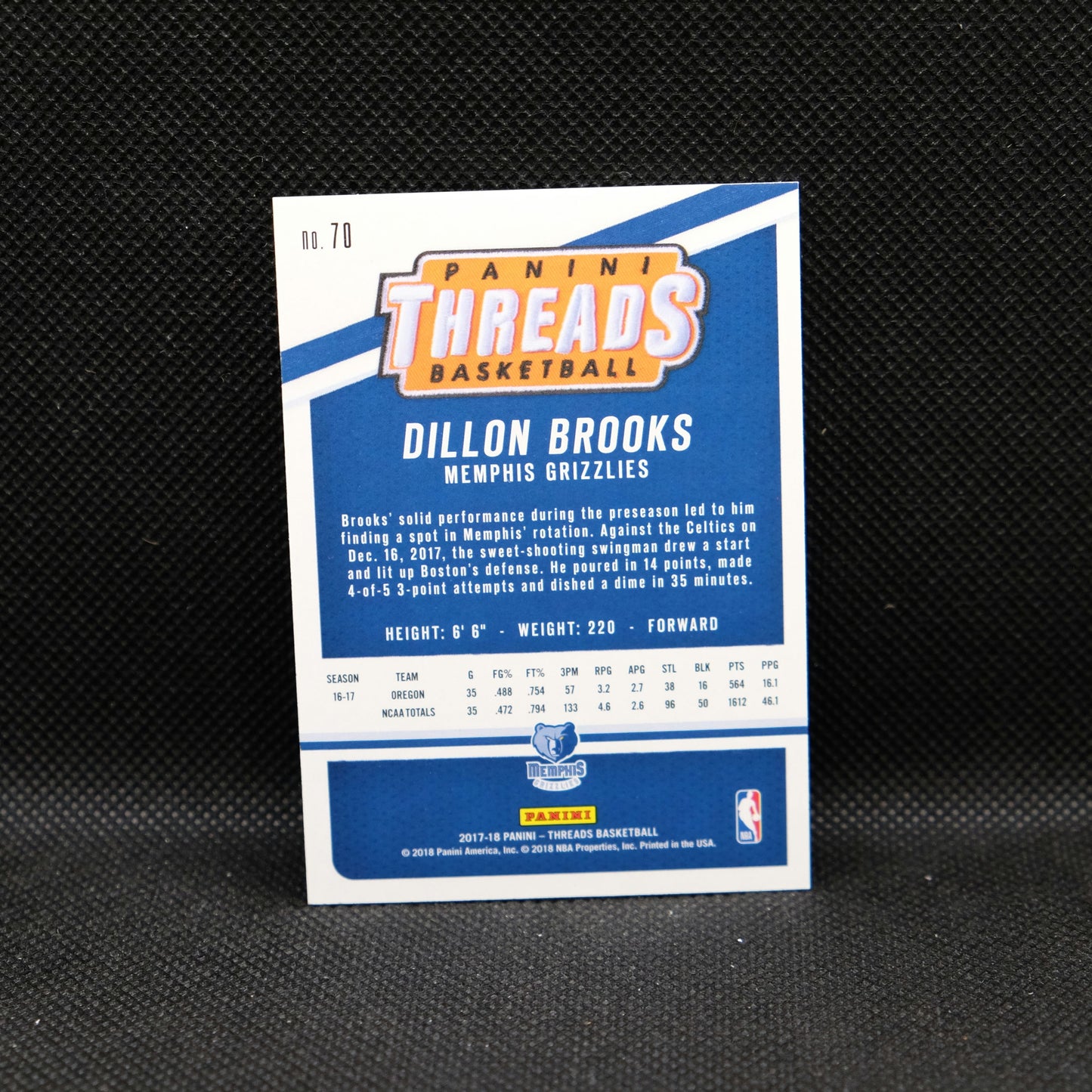 2017-18 Dillon Brooks Threads Dazzle Rookie Card /99