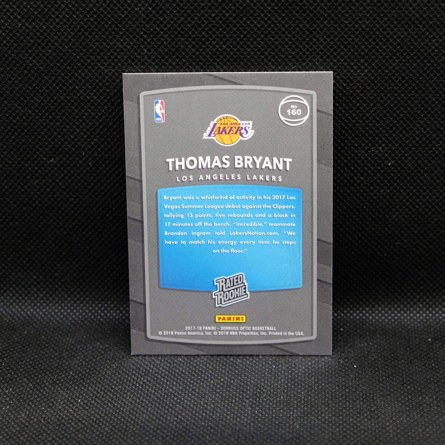 2017-18 Thomas Bryant Donruss Optic Rated Rookie Red Blue Yellow