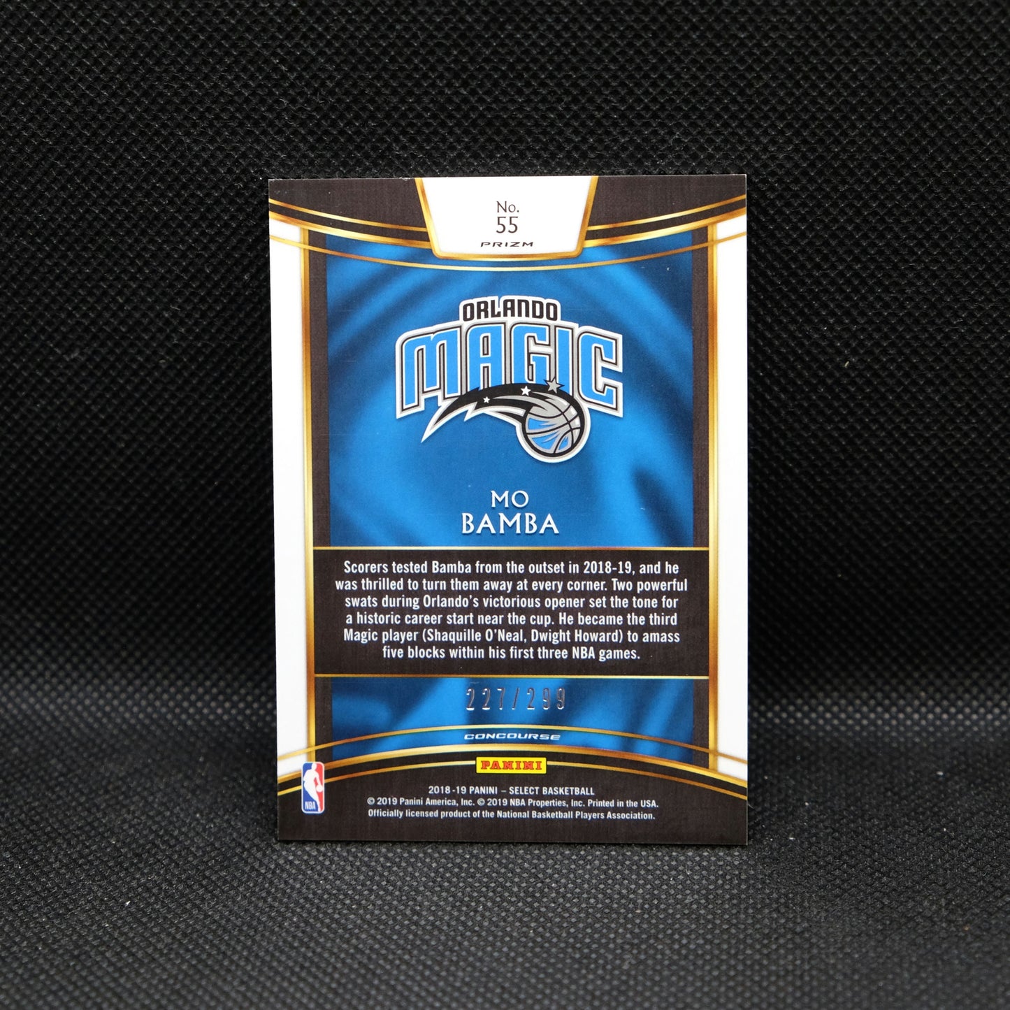 2018-19 Mo Bamba Select #55 Light Blue Prizm RC /299