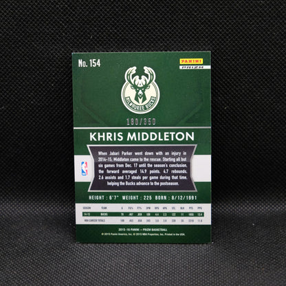 2015-16 Khris Middleton Prizm #154 Red Wave Prizm /350