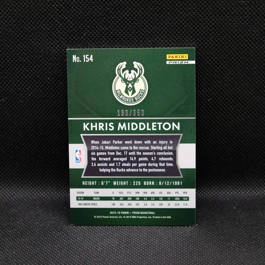 2015-16 Khris Middleton Prizm #154 Red Wave Prizm /350