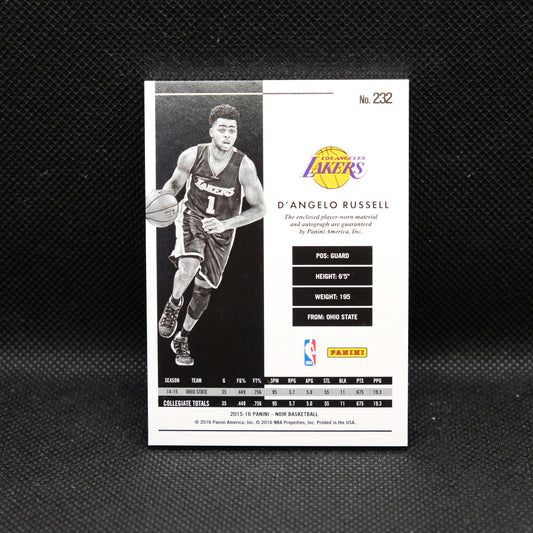 2015-16 D'Angelo Russell Noir #232 Rookie Patch Autograph /99 Gold Ink