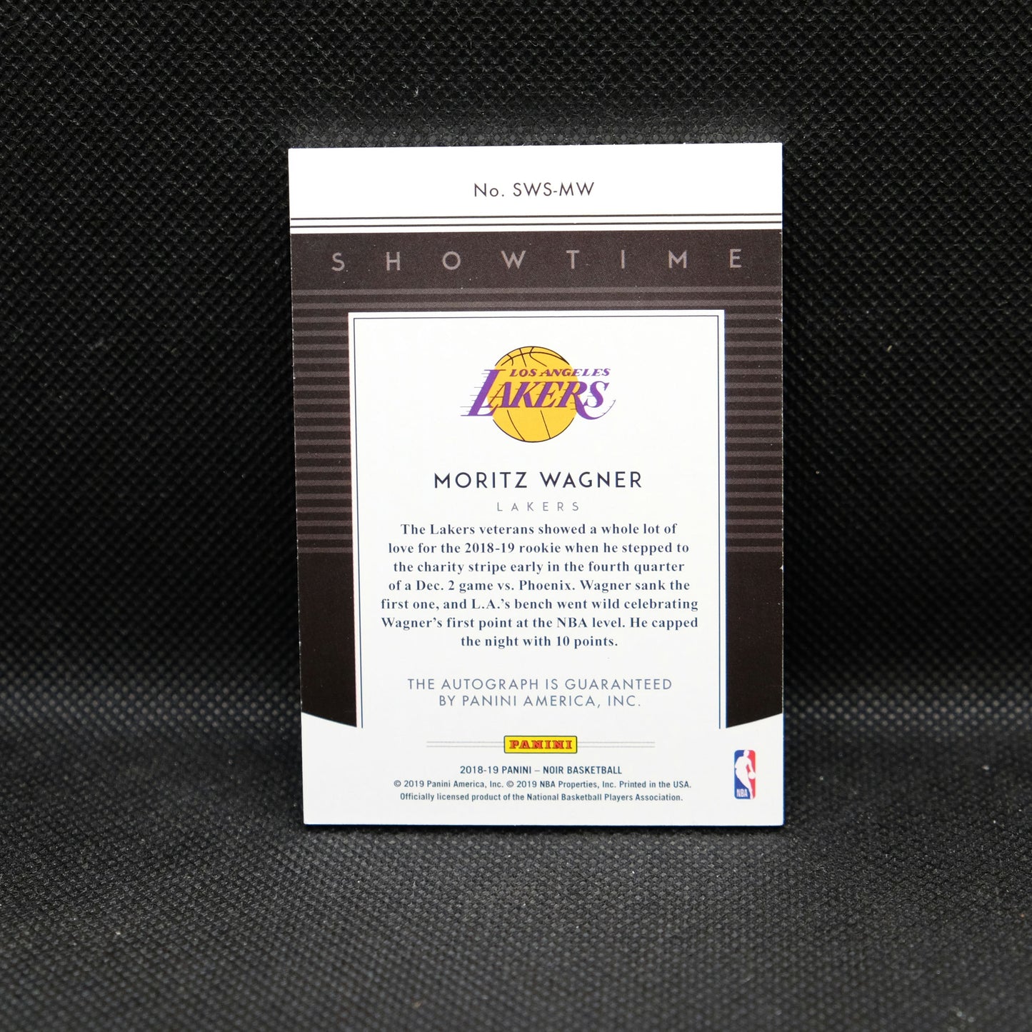 2018-19 Moritz Wagner Noir Showtime SWS-MW Autograph /99
