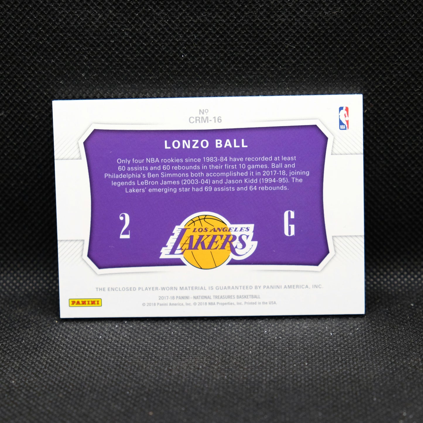 2017-18 Lonzo Ball National Treasures Colossal Rookie Materials /25