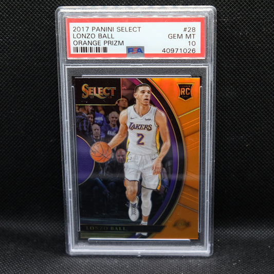 2017-18 Lonzo Ball Select Orange Prizm #28 Rookie Card /75 PSA 10