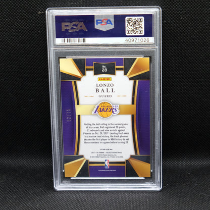 2017-18 Lonzo Ball Select Orange Prizm #28 Rookie Card /75 PSA 10