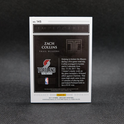 2017-18 Zach Collins Impeccable Elegance Rookies RPA /99