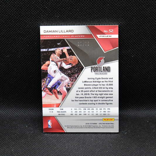 2018-19  Damian Lillard Spectra Neon Blue Prizm /75