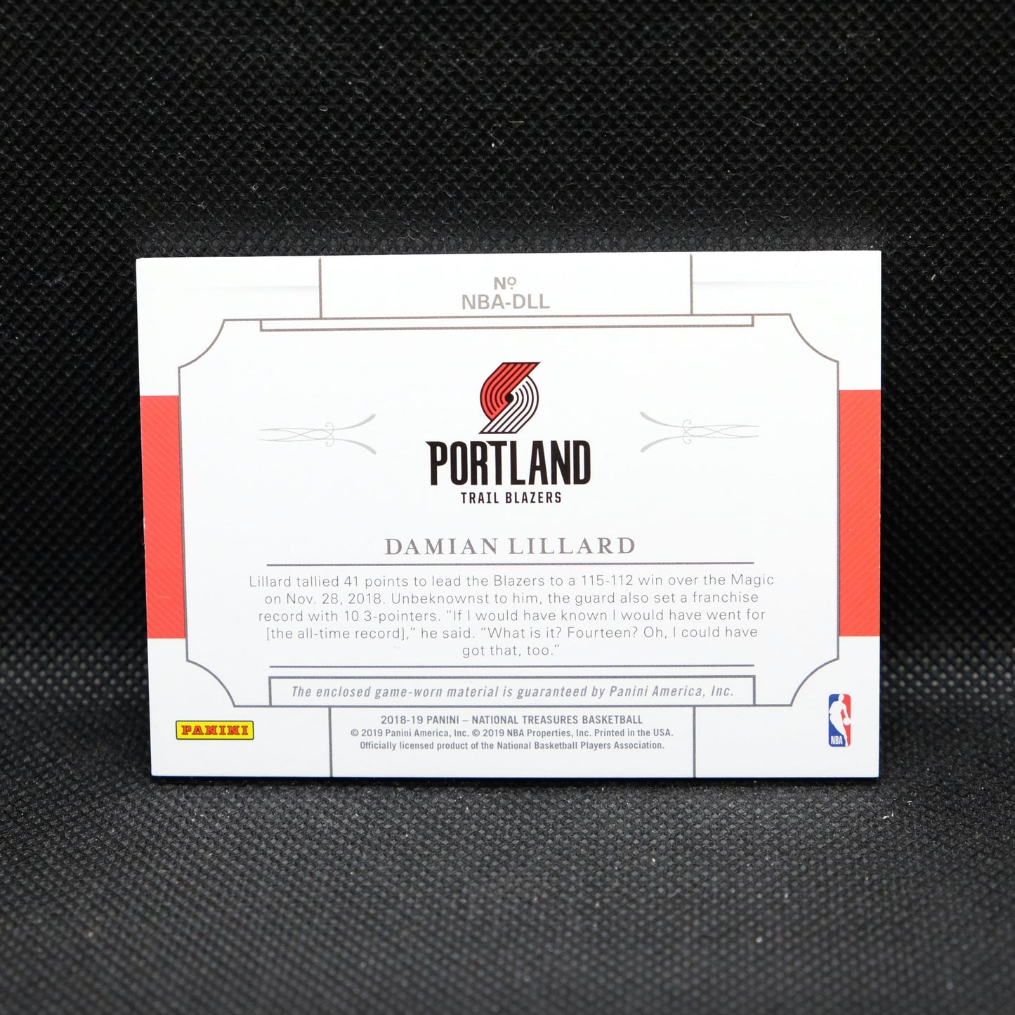 2018-19  Damian Lillard National Treasures All NBA Materials /99
