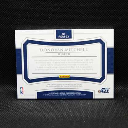 2017-18 Donovan MItchell National Treasures RDM-23 Rookie Dual Materials /99