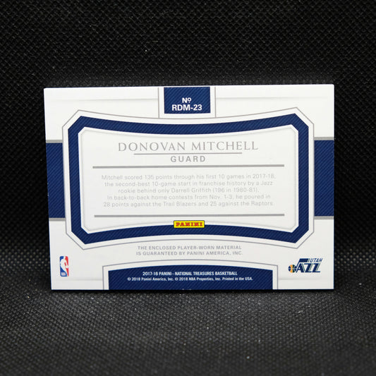 2017-18 Donovan MItchell National Treasures RDM-23 Rookie Dual Materials /99