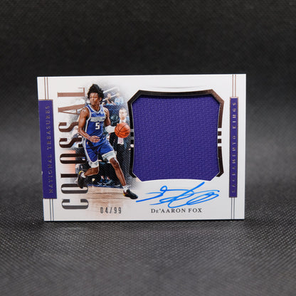 2018-19 De'Aaron Fox National Treasures Colossal Materials Autograph /99 CM-DAF