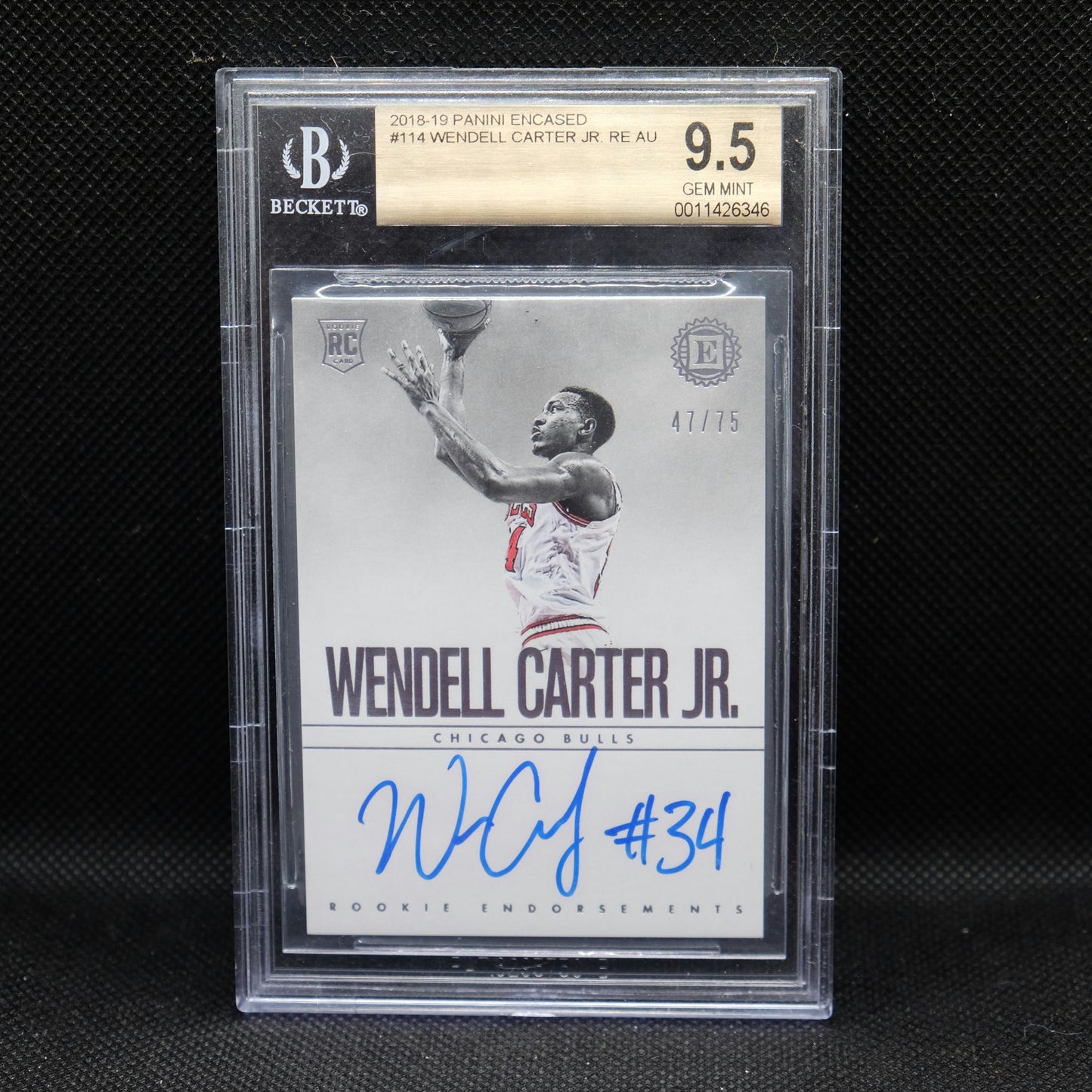 2018-19 Wendell Carter Jr. Encased #114 Rookie Endorsements /75 BGS 9.5 / BGS 10