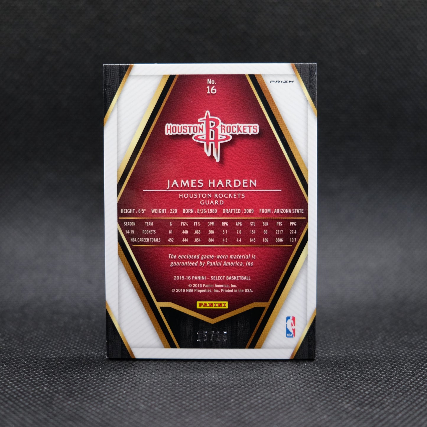 2015-16 James Harden Select #16 Tie Dye Prizm /25