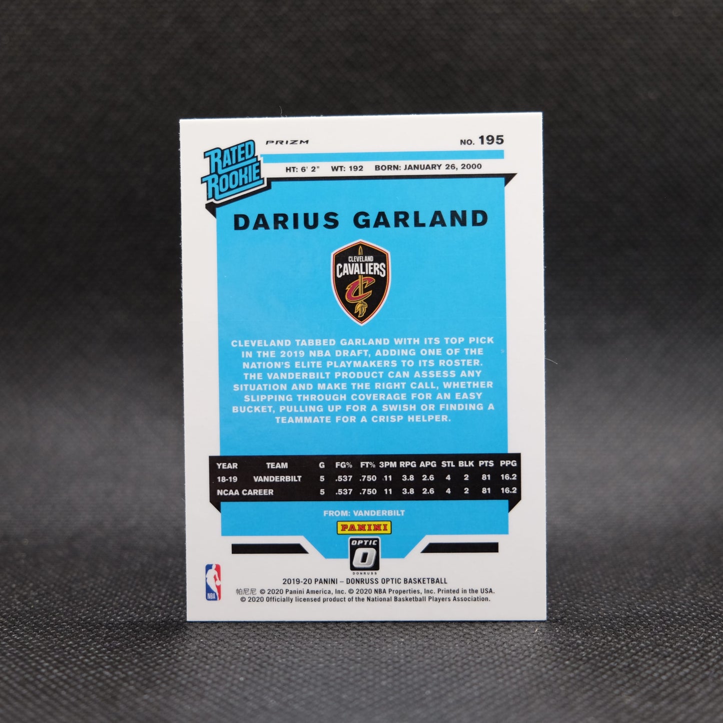 2019-20 Darius Garland Donruss Optic Rated Rookie Pink Hyper Prizm