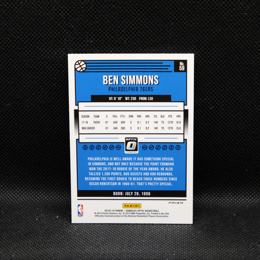 2018-19 Ben Simmons Donruss Optic #59 Silver Prizm