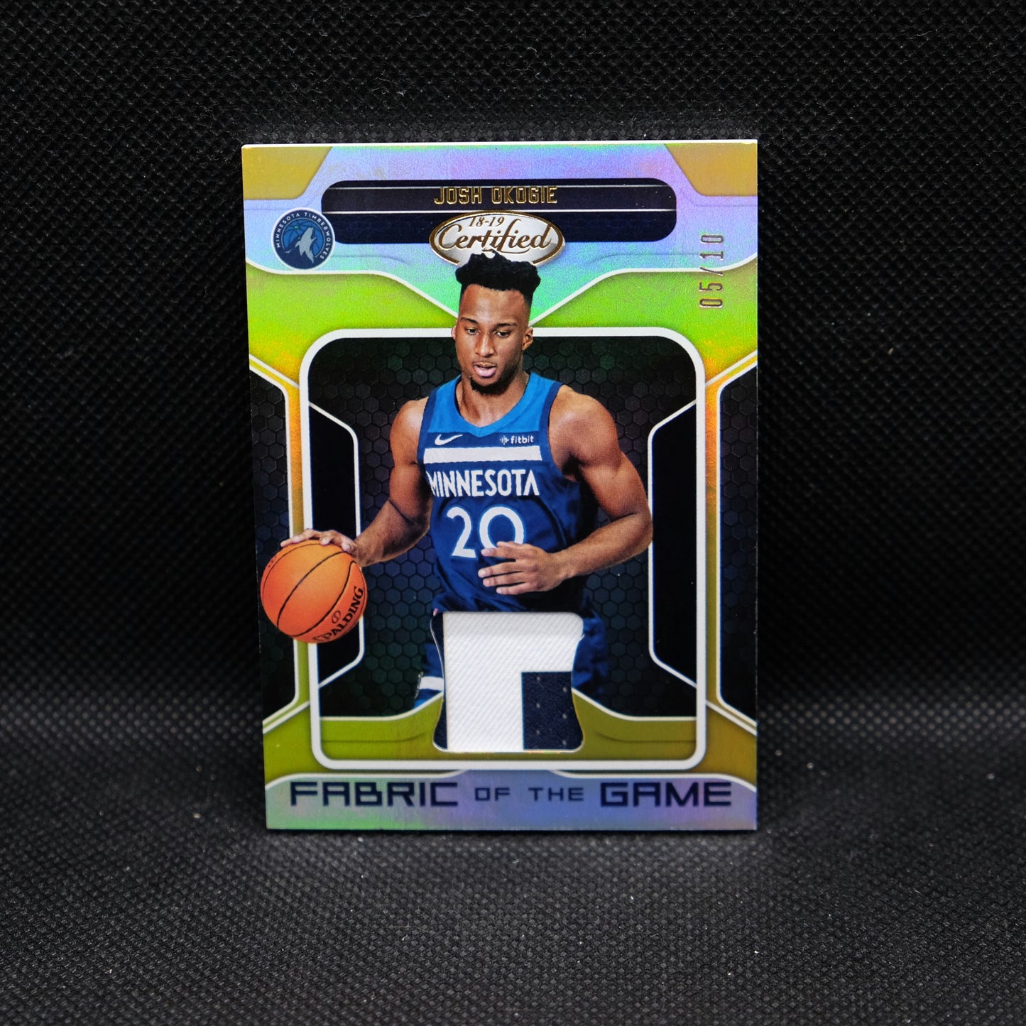 2018-19 Josh Okogie Certified Fabric Of The Game Gold Rookie Card /10