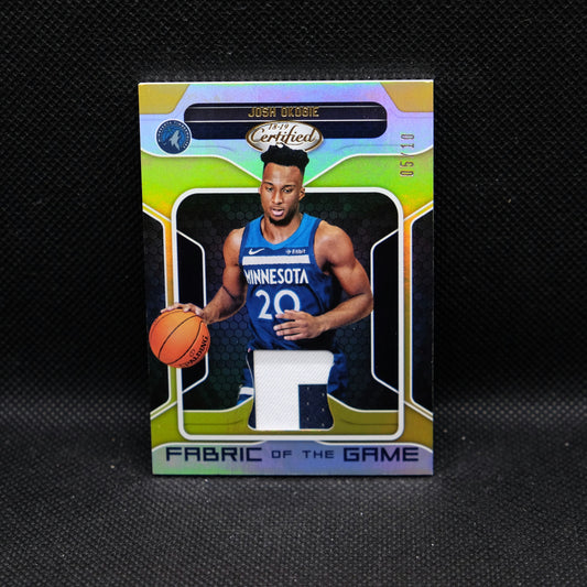 2018-19 Josh Okogie Certified Fabric Of The Game Gold Rookie Card /10