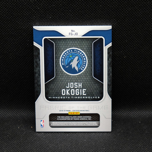 2018-19 Josh Okogie Certified Fabric Of The Game Gold Rookie Card /10
