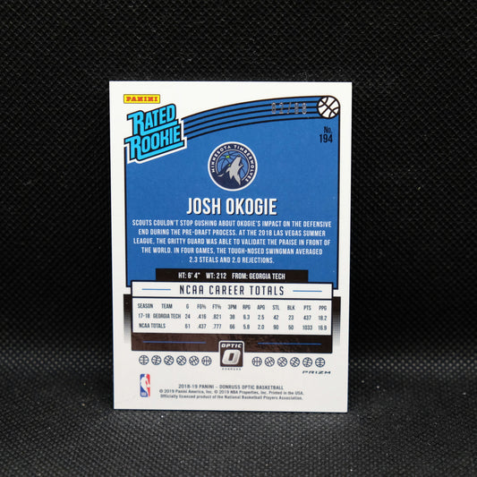 2018-19 Josh Okogie Donruss Optic Rated Rookie Red Mojo Prizm /88
