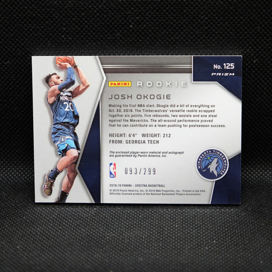 2018-19 Josh Okogie Select #125 Rookie Patch Auto /299