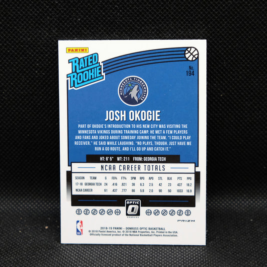 2018-19 Josh Okogie Donruss Optic Rated Rookie Silver Mojo Prizm